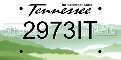 2973IT Tennessee License Plate
