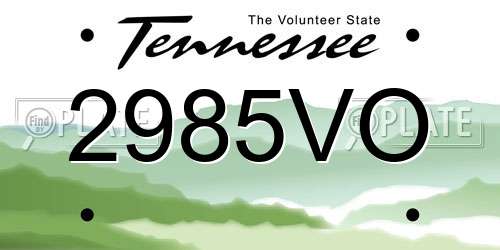 2985VO Tennessee License Plate