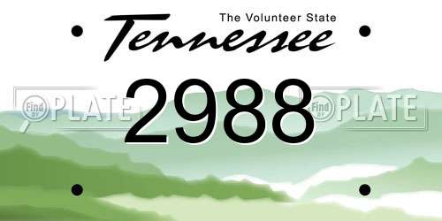 2988 Tennessee License Plate