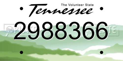 2988366 Tennessee License Plate