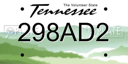 298AD2 Tennessee License Plate