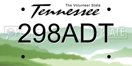 298ADT Tennessee License Plate