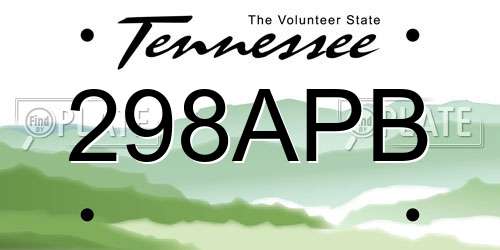 298APB Tennessee License Plate