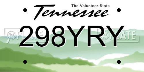 298YRY Tennessee License Plate