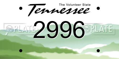 2996 Tennessee License Plate
