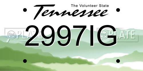 2997IG Tennessee License Plate