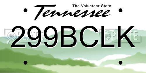 299BCLK Tennessee License Plate