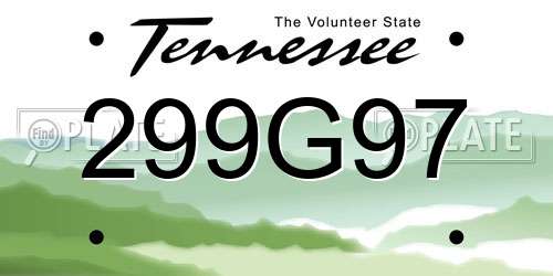 299G97 Tennessee License Plate
