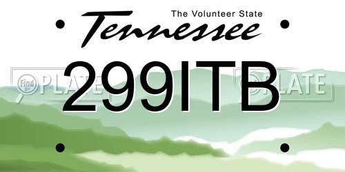 299ITB Tennessee License Plate