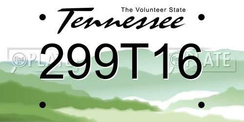 299T16 Tennessee License Plate