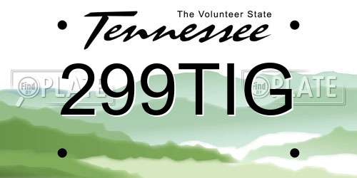 299TIG Tennessee License Plate