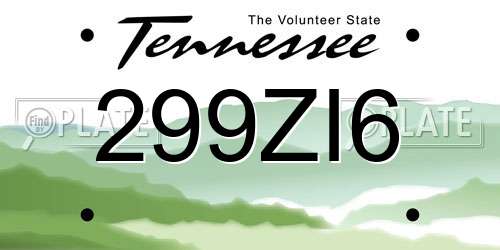 299ZI6 Tennessee License Plate