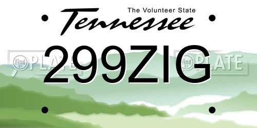 299ZIG Tennessee License Plate