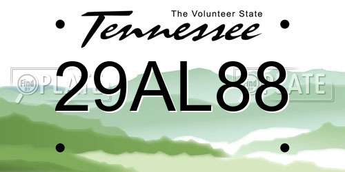 29AL88 Tennessee License Plate