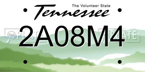 2A08M4 Tennessee License Plate