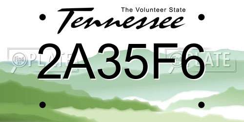2A35F6 Tennessee License Plate