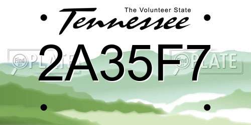 2A35F7 Tennessee License Plate