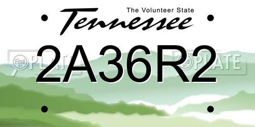 2A36R2 Tennessee License Plate