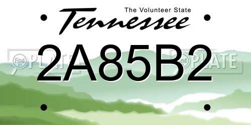 2A85B2 Tennessee License Plate