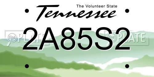 2A85S2 Tennessee License Plate