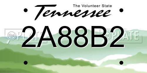 2A88B2 Tennessee License Plate