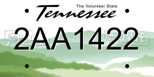 2AA1422 Tennessee License Plate