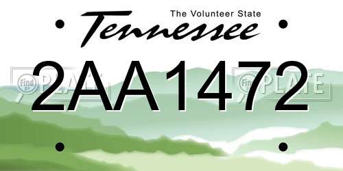 2AA1472 Tennessee License Plate