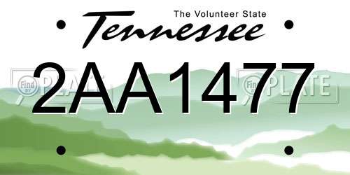 2AA1477 Tennessee License Plate