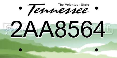 2AA8564 Tennessee License Plate