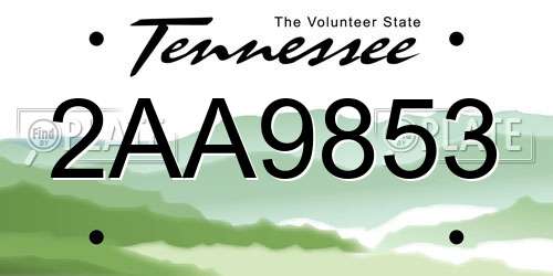2AA9853 Tennessee License Plate