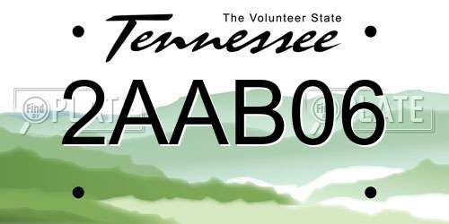 2AAB06 Tennessee License Plate
