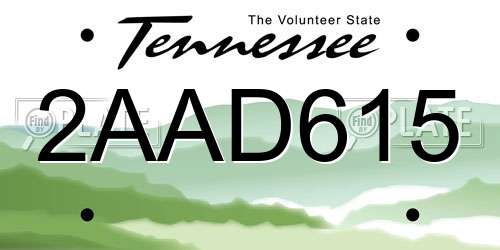 2AAD615 Tennessee License Plate