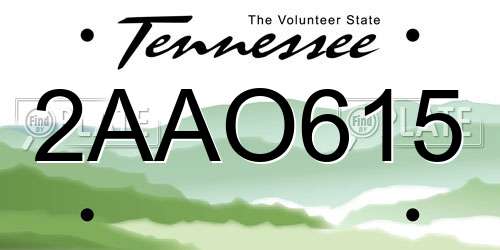 2AAO615 Tennessee License Plate