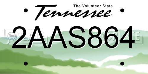 2AAS864 Tennessee License Plate