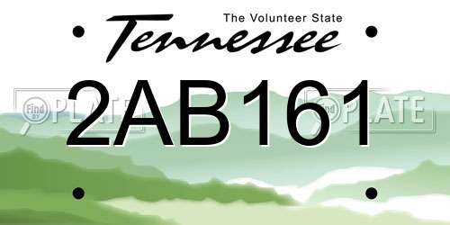 2AB161 Tennessee License Plate