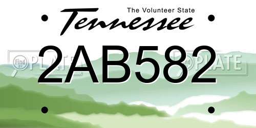 2AB582 Tennessee License Plate