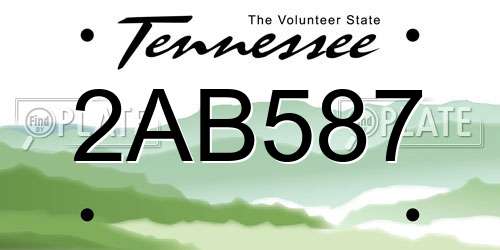 2AB587 Tennessee License Plate