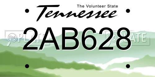 2AB628 Tennessee License Plate