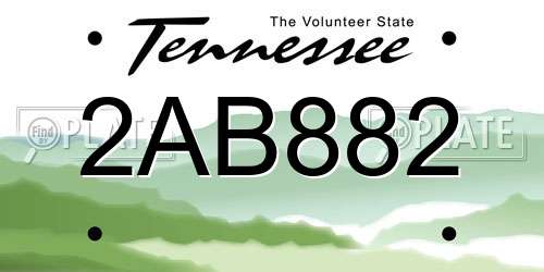 2AB882 Tennessee License Plate