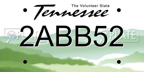 2ABB52 Tennessee License Plate