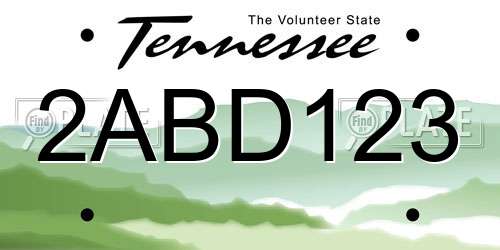 2ABD123 Tennessee License Plate