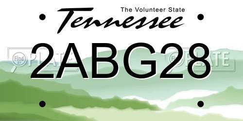 2ABG28 Tennessee License Plate