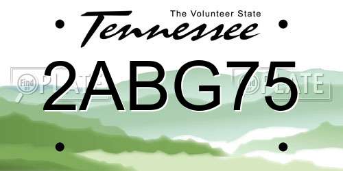 2ABG75 Tennessee License Plate