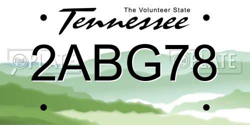 2ABG78 Tennessee License Plate
