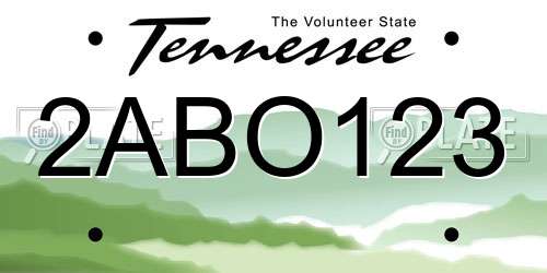 2ABO123 Tennessee License Plate