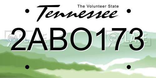 2ABO173 Tennessee License Plate