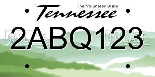 2ABQ123 Tennessee License Plate