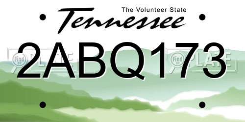 2ABQ173 Tennessee License Plate