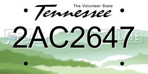 2AC2647 Tennessee License Plate