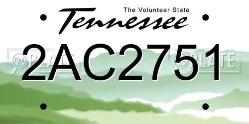 2AC2751 Tennessee License Plate